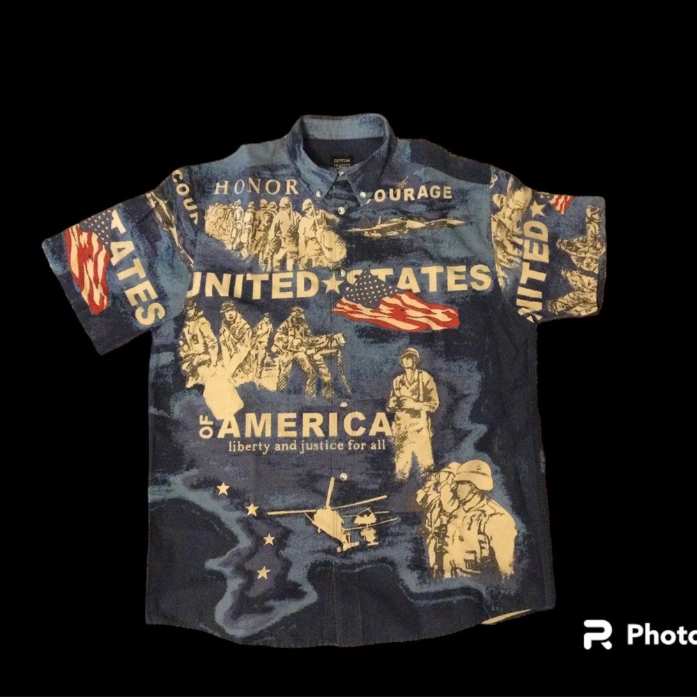USA 4th of July Short Sleeve Button Down Shirt